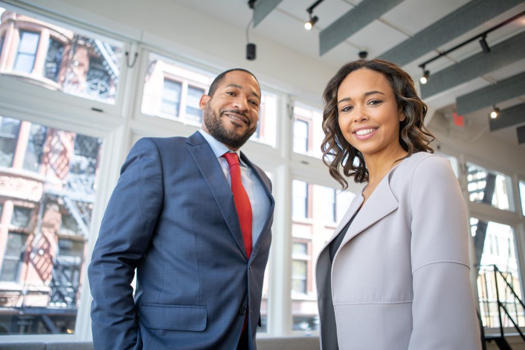 Man and woman looking fit and confident